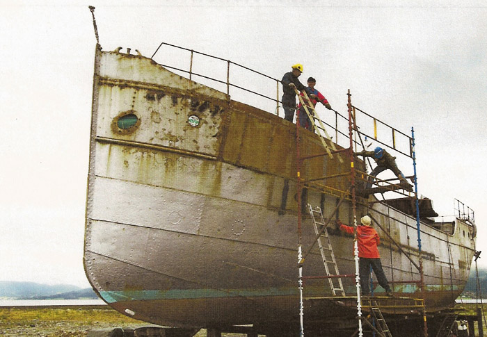 First stages of restoration of the historic Norwegian vessel.